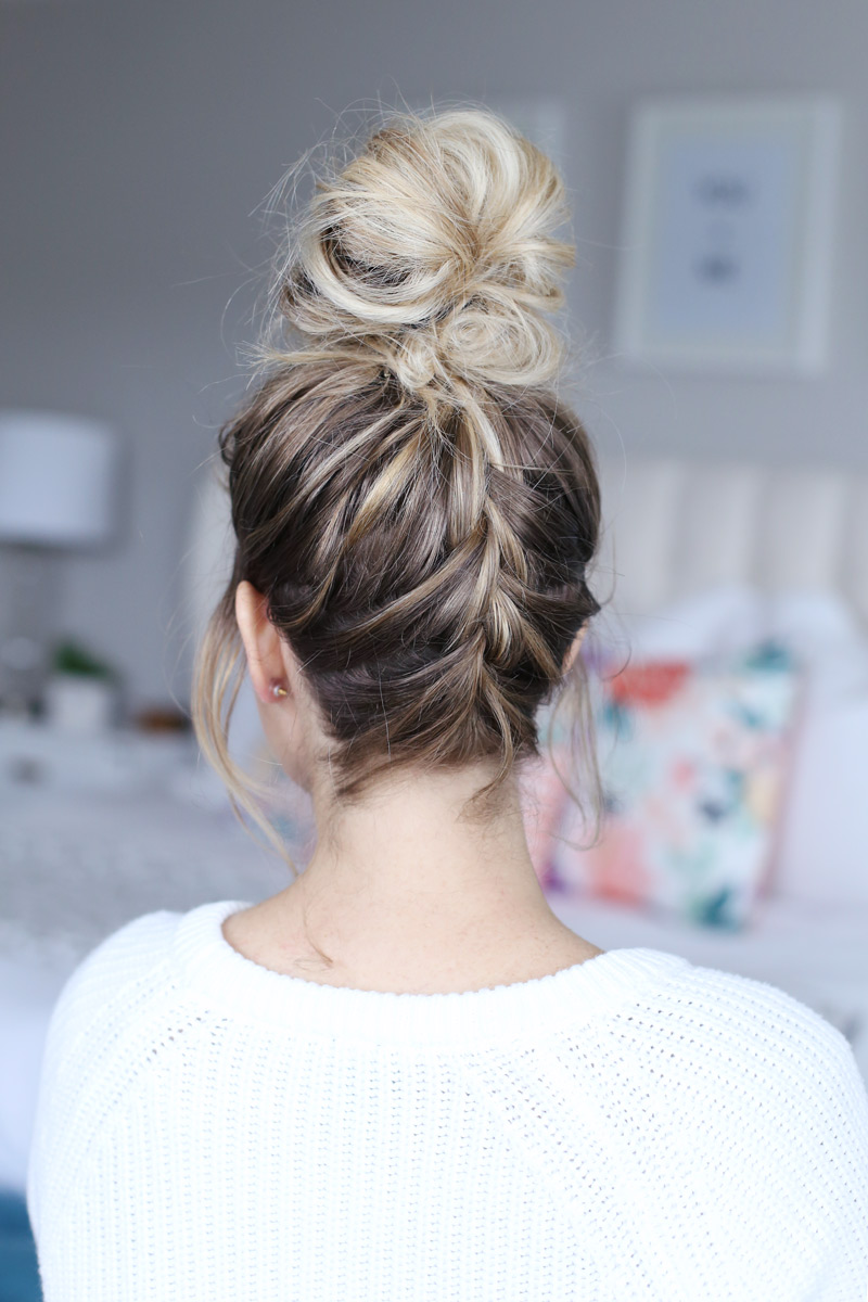 How to French Braid into Top Knot - Twist Me Pretty