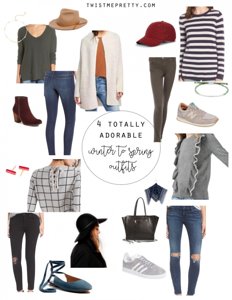 4 Winter-to-Spring outfits! - Twist Me Pretty
